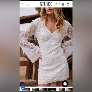 NWT 12th Tribe Larisa White Printed Sequin Long Sleeve Dress.